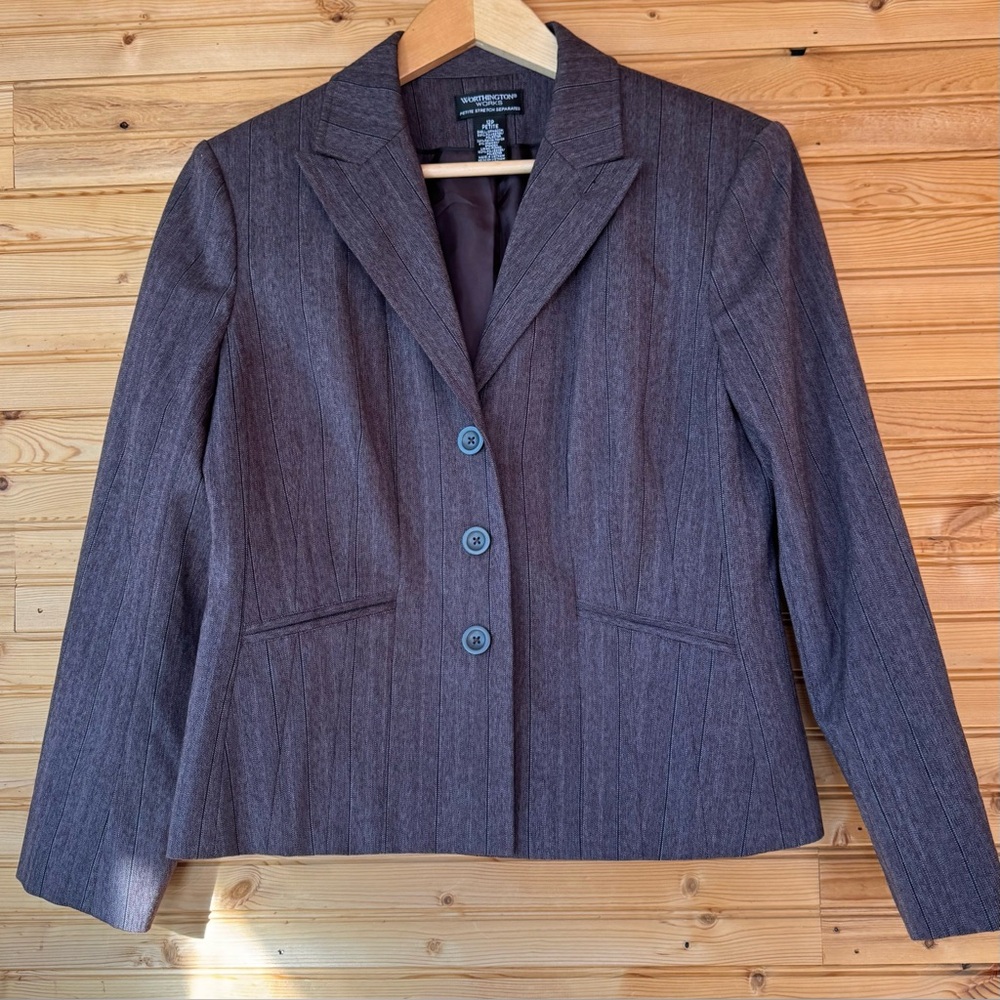 Worthington Blazer Pinstripes Grey Office Academia Women's Size 12P